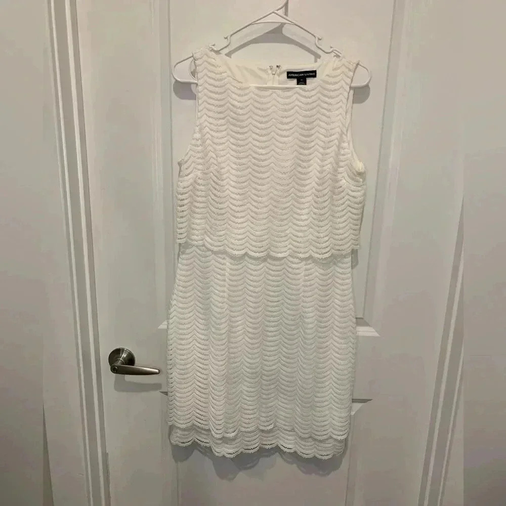 American Living White midi lace dress Size 12 Cruise Beachy - Picture 2 of 3